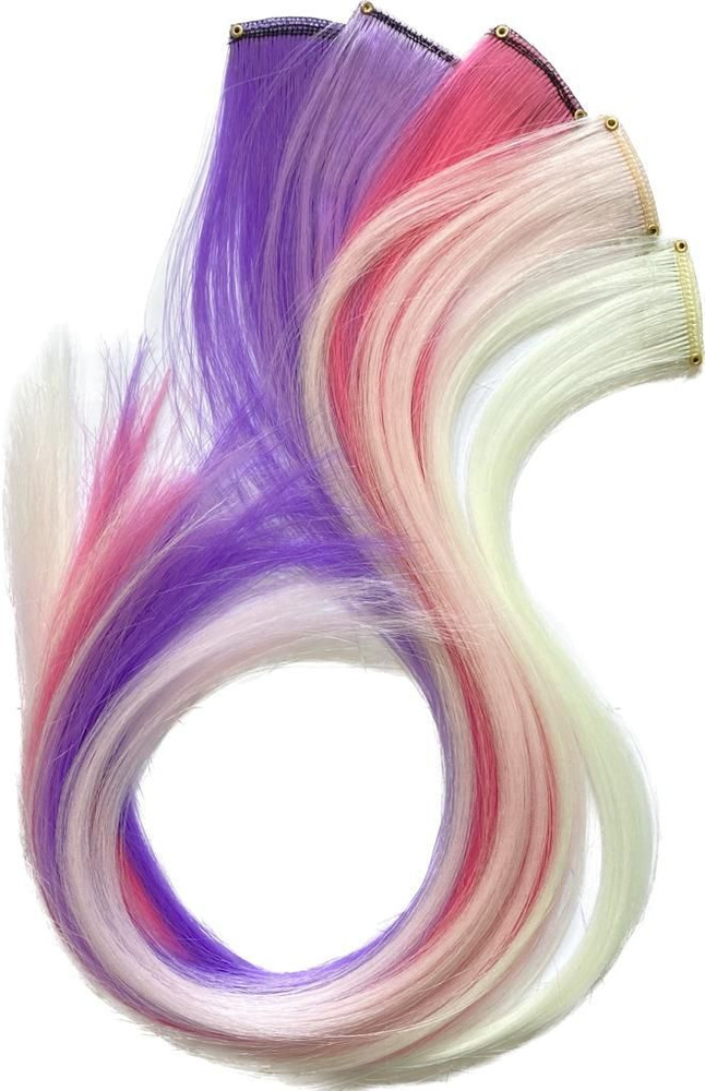 Цветные волосы на заколках ПРИНЦЕССА, набор 5 шт (светятся в темноте)  #1