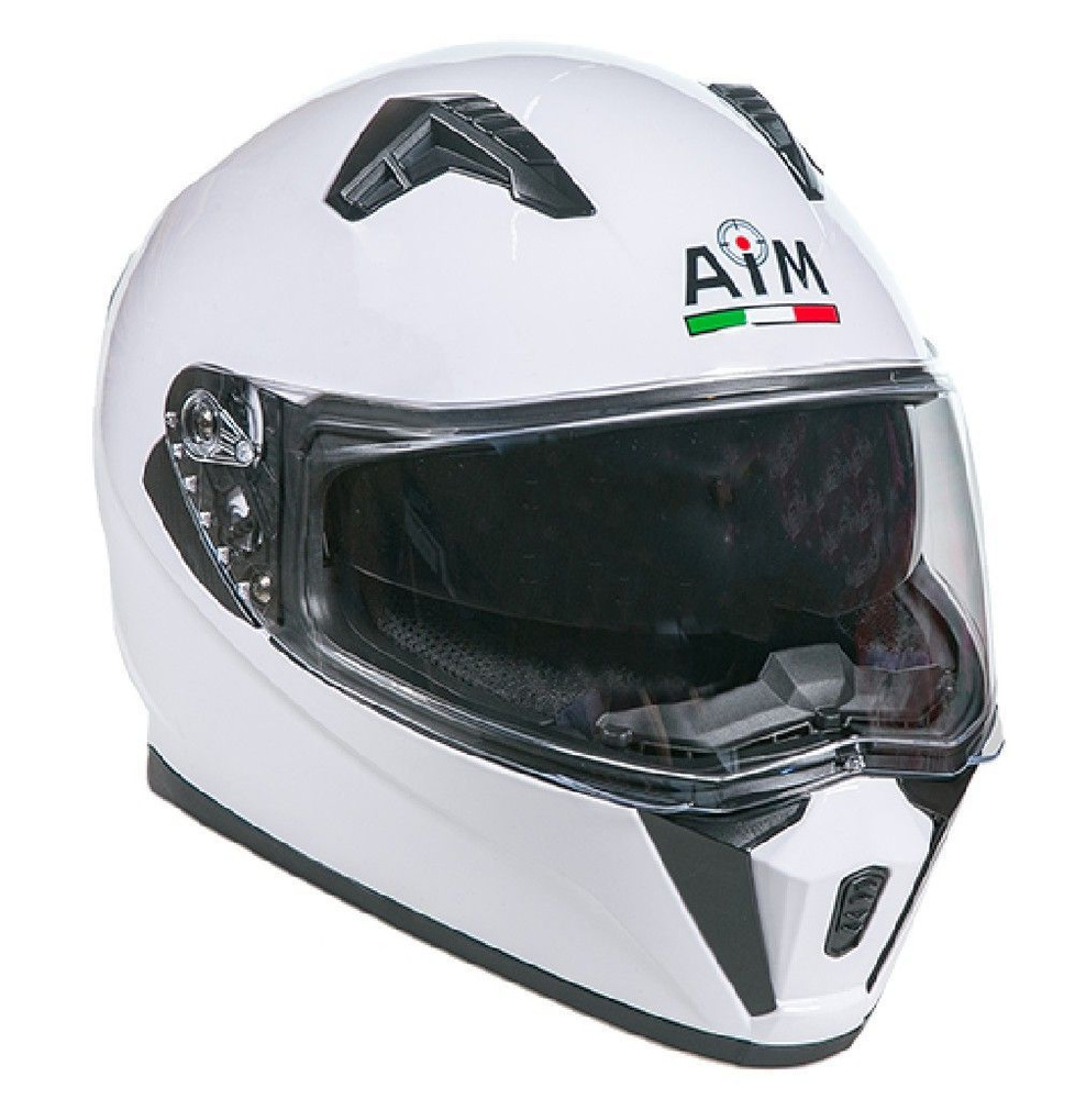 Интеграл мото шлем белый глянец AIM JK320 SOLID M(57-58) c солнцезащитными очками-визором  #1
