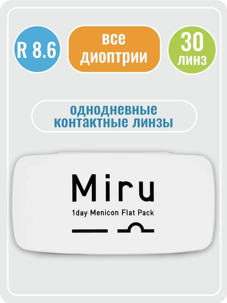 Контактные линзы однодневные Miru 1 day Menicon Flat Pack, 8.6, 30 шт. +0.75  #1