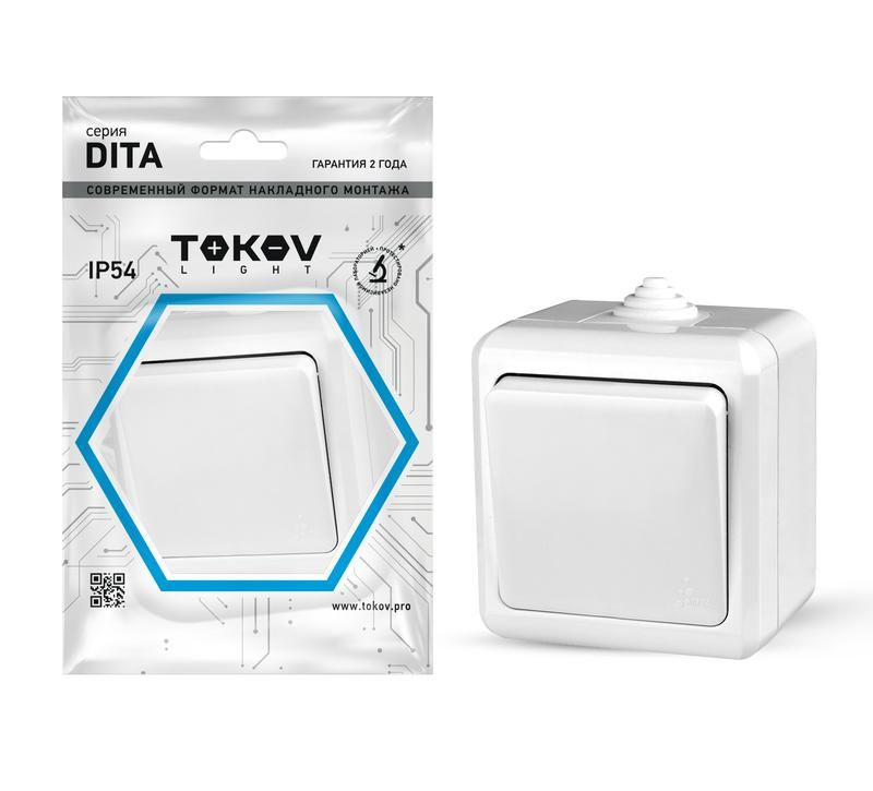 Выключатель 1-кл. ОП Dita IP54 10А 250В бел. TOKOV ELECTRIC TKL-DT-V1-C01-IP54 #1