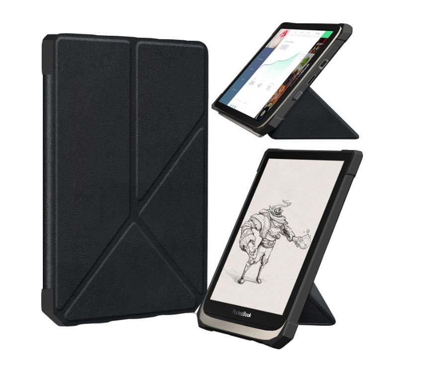 Чехол-книжка MyPads для PocketBook 740 с подставкой Оригами качественная импортная кожа в черный  #1