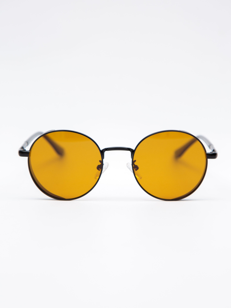Очки солнцезащитные мужские коричневые жёлтые POLARIZED Тишейды + футляр в подарок / Круглые солнцезащитные #1