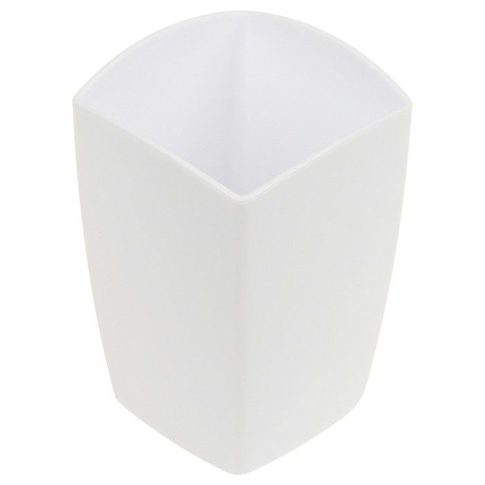 Подставка-стакан СТАММ "Тропик", пластиковая, квадратная, белая  #1