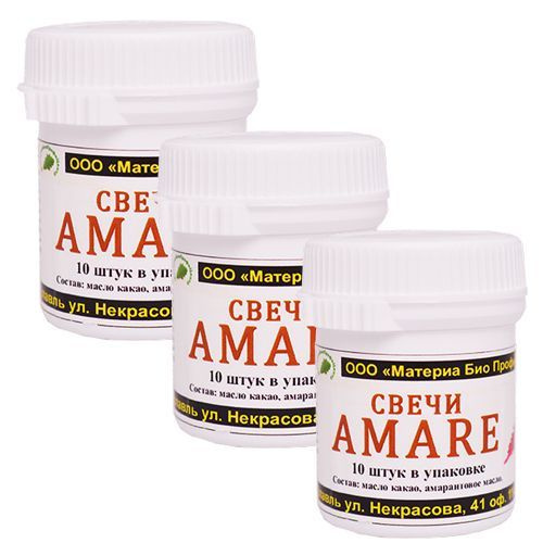 Свечи с амарантовым маслом Amare, 3 упаковки по 10 шт (банка)  #1