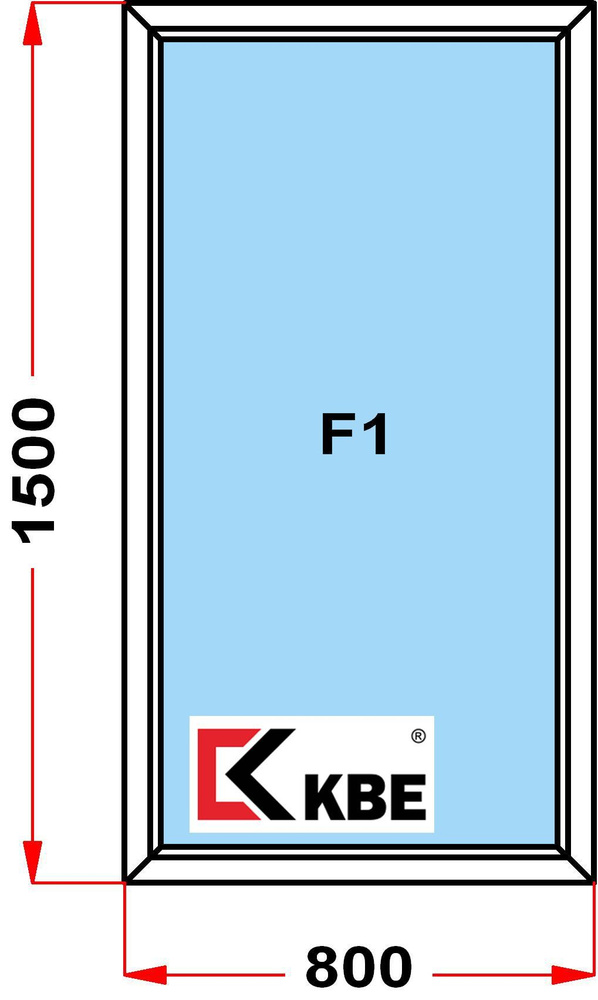 Окно пластиковое KBE 58 мм (1500 x 800), не открывающееся, стеклопакет из 2х стекол  #1