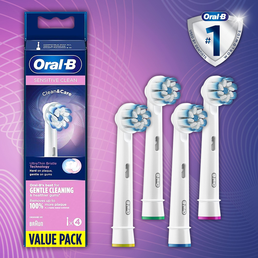 Насадки для электрических зубных щеток Oral-B Sensitive Clean, 4 шт.(для бережной чистки чувствительных #1