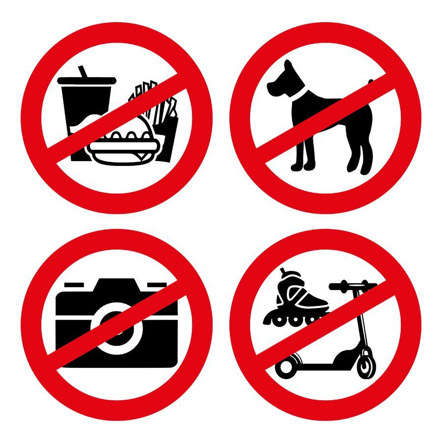 Наклейки, интерьерные, предупреждающие, ИНФОМАГ, вход с собаками запрещен, съемка запрещена и др. 15x15 #1