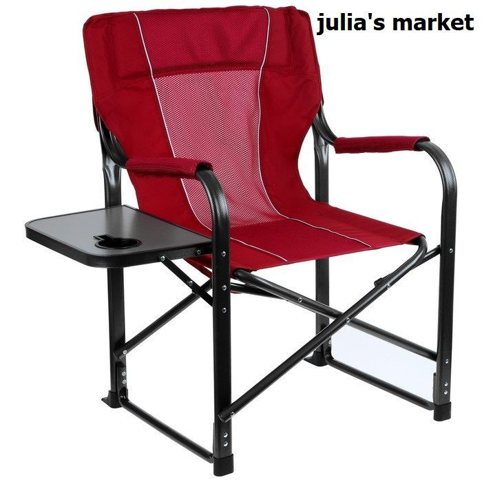 Кресло туристическое, стол с подстаканником, цвет красный  #1