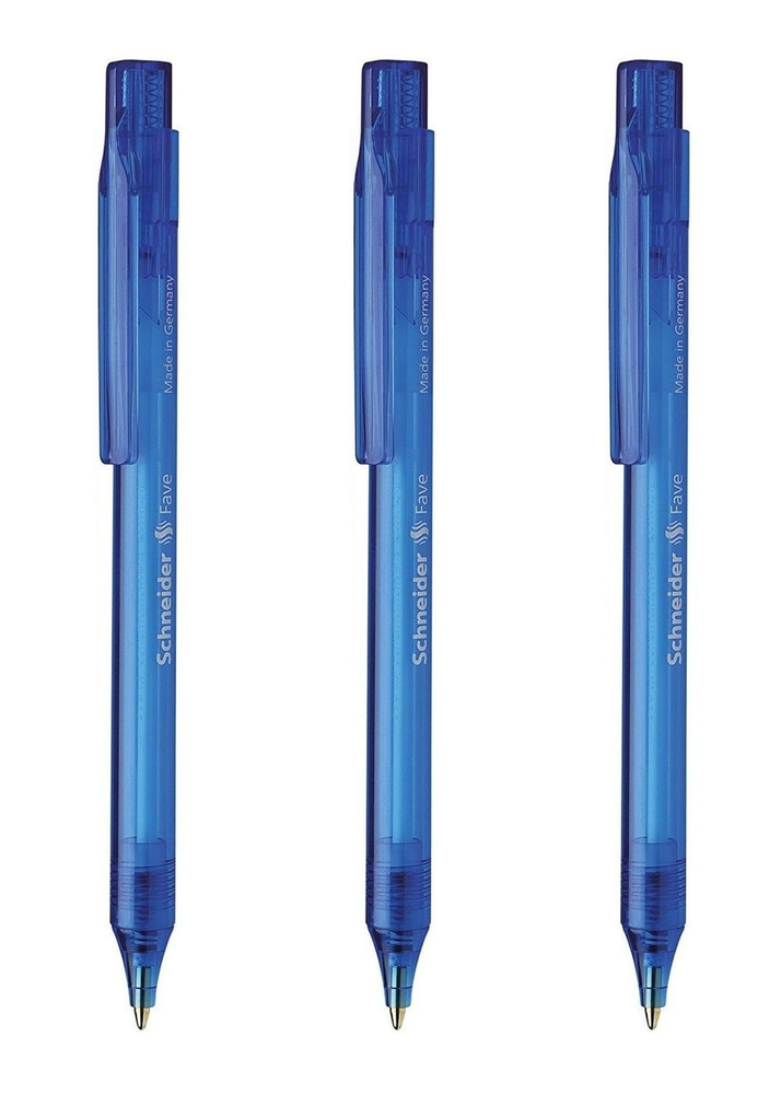 Ручка шариковая, 3 шт, автоматическая Schneider Fave, чернила синие, корпус синий, линия 0,6 мм  #1