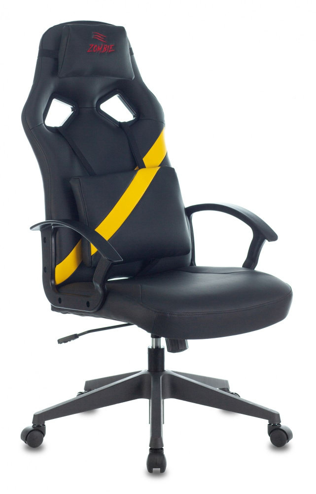 Кресло игровое Zombie DRIVER черный/желтый искусственная кожа с подголов. крестовина пластик  #1