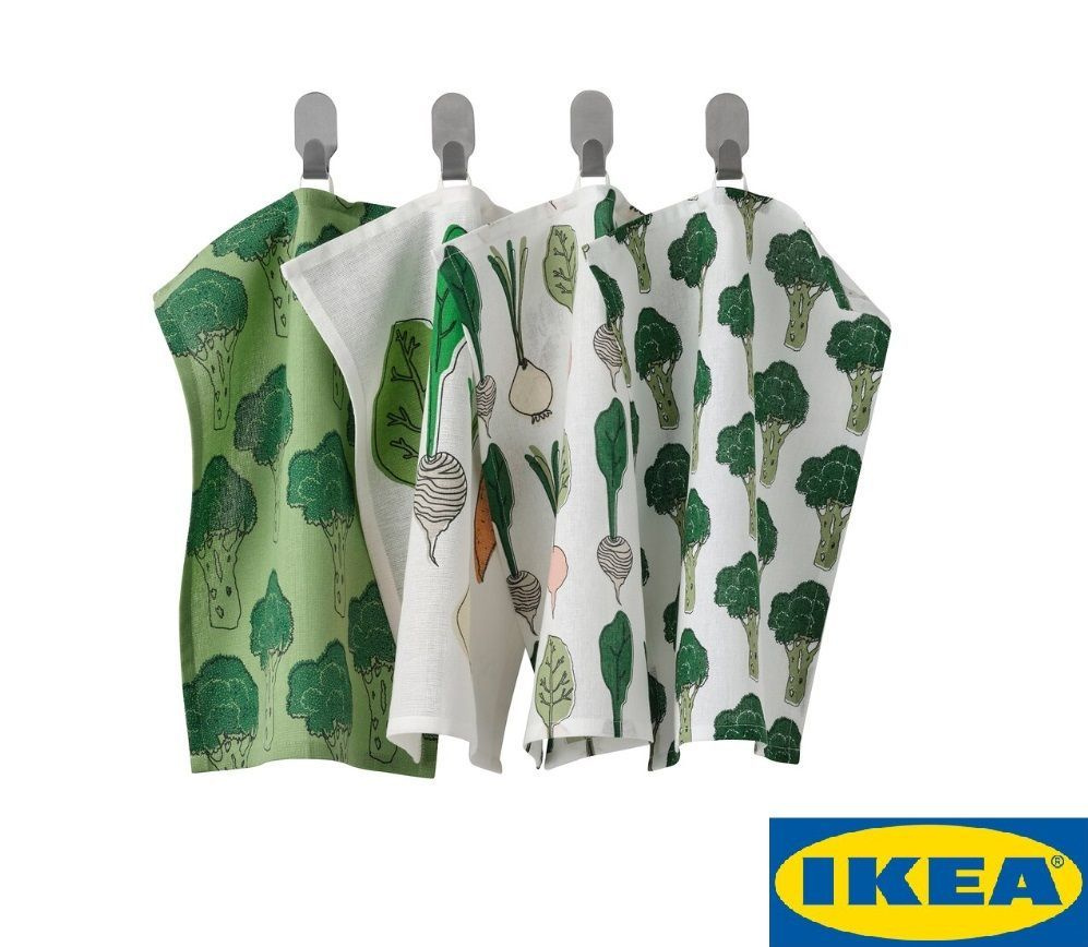 Набор полотенец кухонных, 30х40 см, с рисунком, зеленый, IKEA TORVFLY  #1