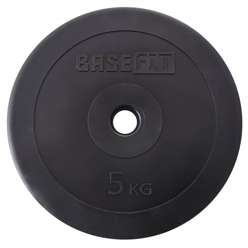 Диск пластиковый BASEFIT BB-203, 5 кг, диаметр 26 мм, черный #1