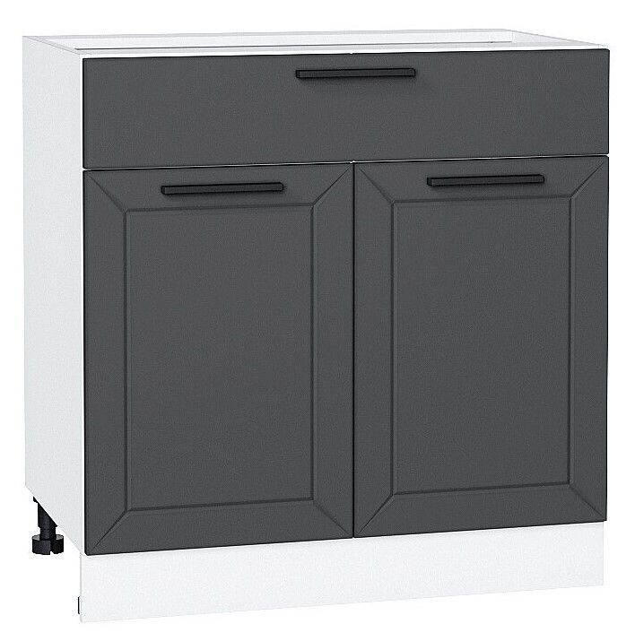 Шкаф кухонный напольный Полюс 80 см с ящиком, МДФ Soft-touch темно-серый  #1