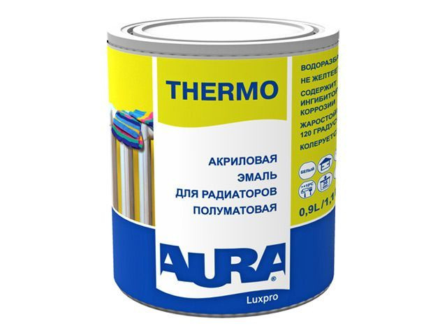AURA Эмаль Эмаль для радиаторов AURA Luxpro Thermo акриловая Гладкая, Быстросохнущая, до +35°, Водно-дисперсионная, #1