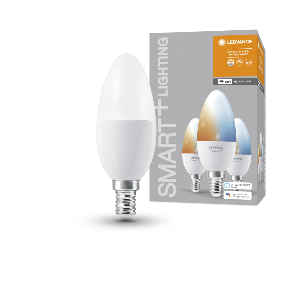 LEDVANCE Умная лампочка SMART+ WiFi Candle Tunable White 40 5 W/2700…6500K E14 (x3), 5 Вт, Светодиодная, #1