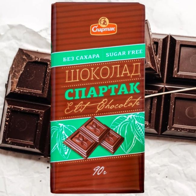 Шоколад Спартак "БЕЗ САХАРА" горький 90 гр. #1