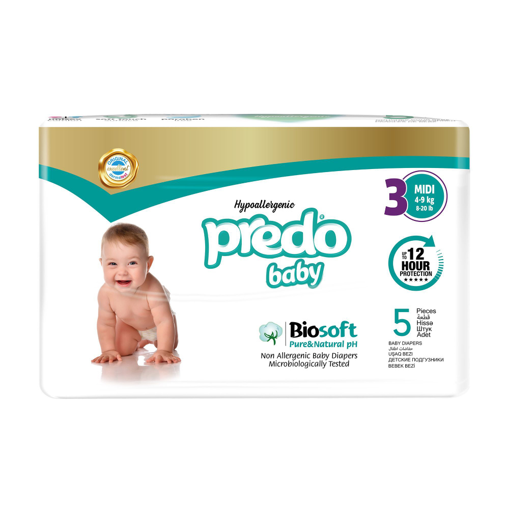 PREDO Baby Подгузники 3 MIDI SIZE (4-9кг) 5шт #1