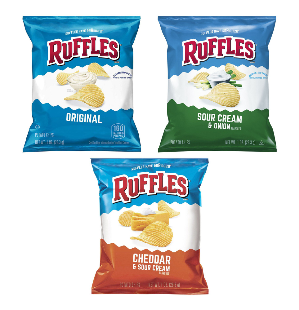 Картофельные чипсы Ruffles Original, Sour Cream & Onion, Cheddar & Sour Cream 3 шт. по 28.3 г США  #1