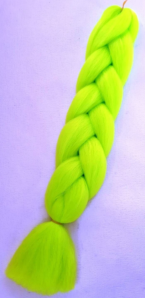 Канекалон-коса однотонная, цвет кислотный зеленый A22, 60см, 100гр, 1 шт  #1