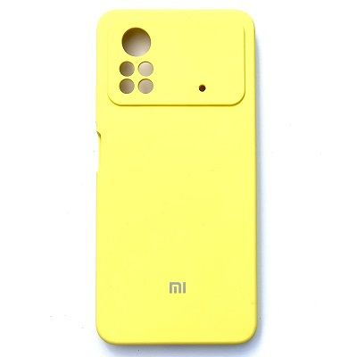 Силиконовый чехол с микрофиброй Silicone Case желтый для Xiaomi Poco X4 Pro  #1