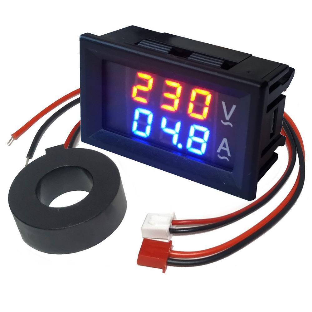 Digital Voltmeter Ammeter AC 50-500V 0-100A Red Blue, Цифровой вольтметр-амперметр переменного тока 220В, #1