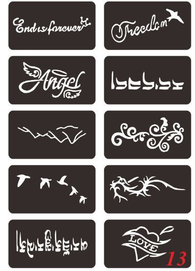 34 многоразовых трафаретов, набор №48, трафарет для тату и дизайна хна  #1