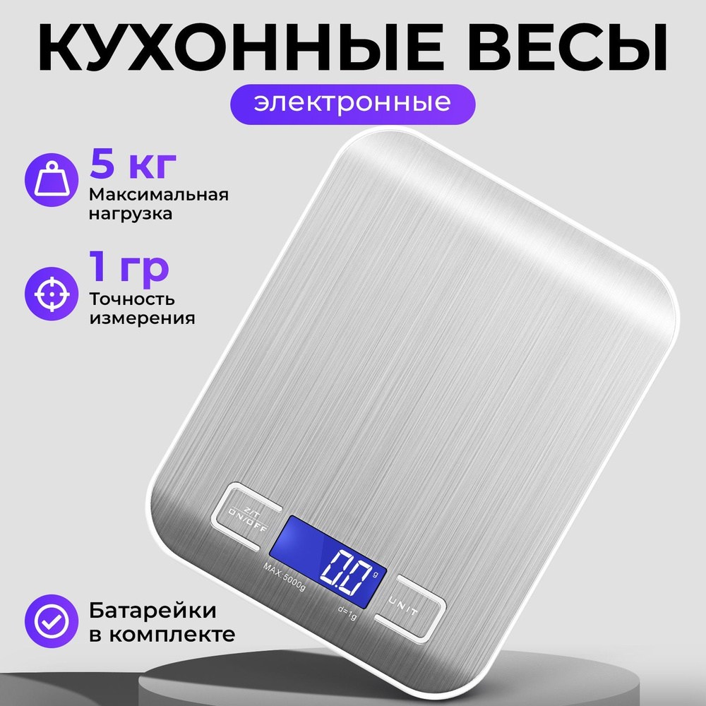 Электронные кухонные весы Goodly Steel Kitchen Scale, LCD дисплей, функция измерения веса и объема жидкостей, #1