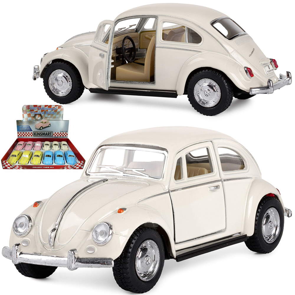 Металлическая машинка Kinsmart 1:32 1967 Volkswagen Classical Beetle (Пастельные цвета) KT5375D инерционная #1