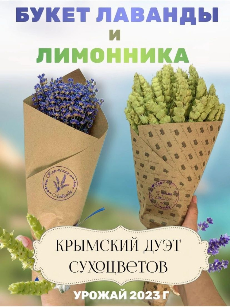 Ежевика-АРТ Букет из сухоцветов Лимонник, Лаванда, 30 см, 90 гр, 2 шт  #1
