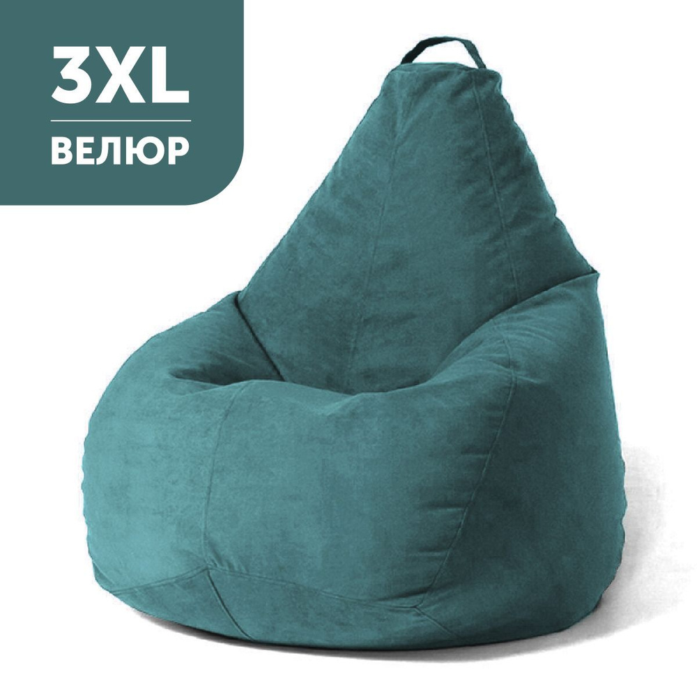 COOLPOUF Кресло-мешок Груша, Микровелюр, Велюр натуральный, Размер XXXL,бирюзовый  #1