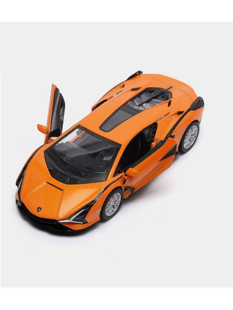 Машинка металлическая Kinsmart Модель Lamborghini Sian KFP 37 Оранжевая. 1/40. В Коробке. инерционная, #1