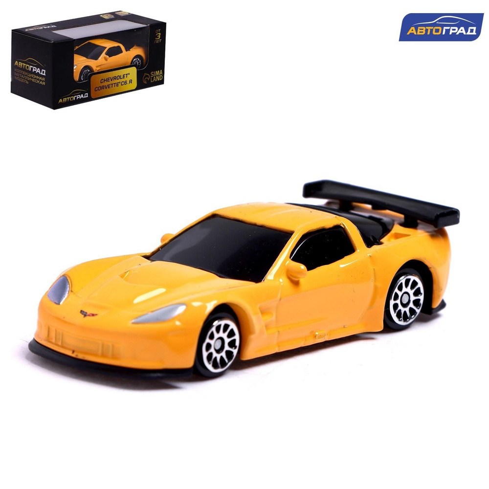 Машина металлическая CHEVROLET CORVETTE C6 R, 1:64, цвет жёлтый #1