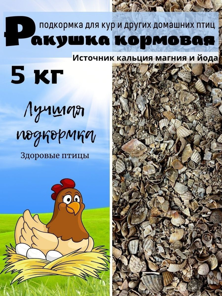 Ракушка кормовая 5кг. Подкормка для сельхозживотных #1