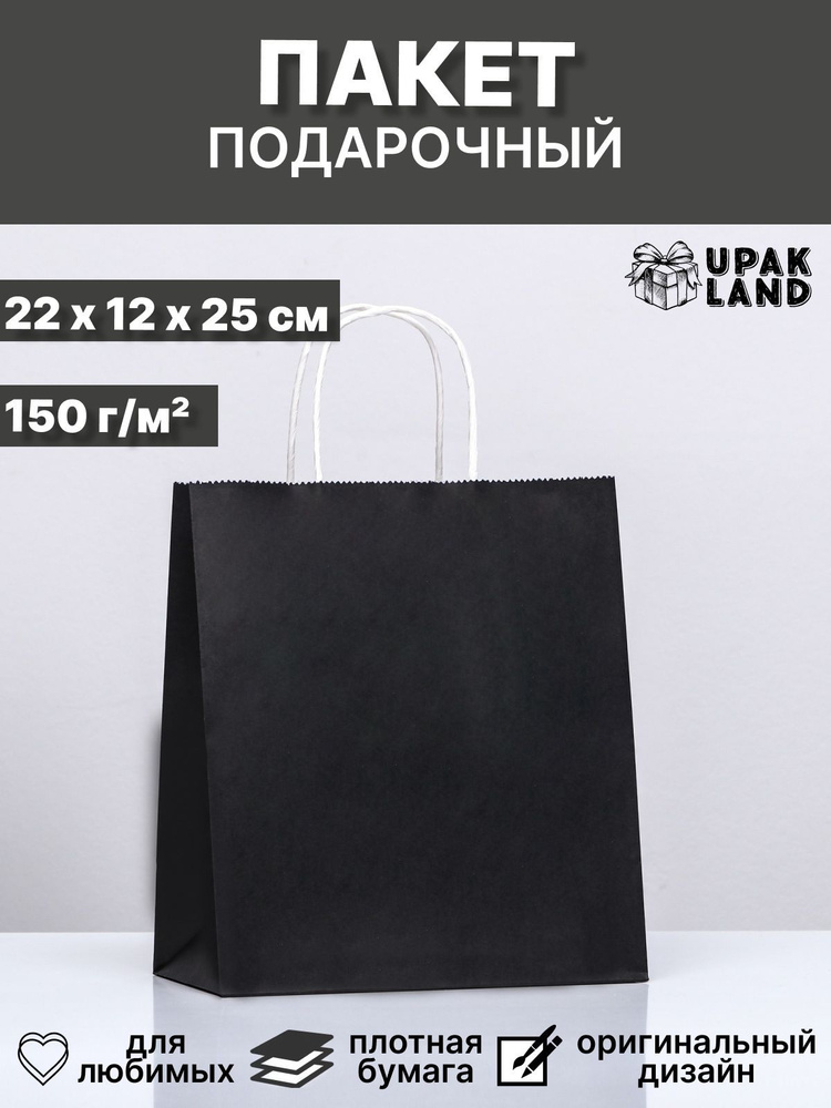 Пакет крафт "Радуга", чёрный, 22 х 12 х 25 см, 150 г/м2 #1