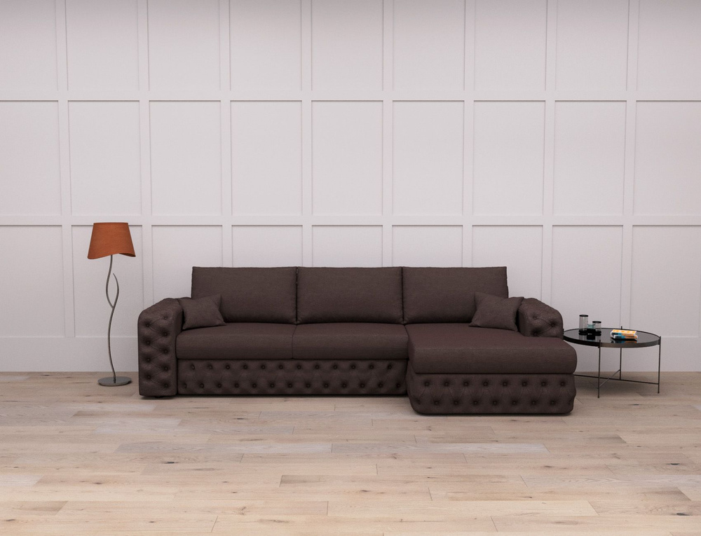Угловой диван "Райли NEW" с локтем в оттоманке, механизм Пантограф, 260x156x108 см НЭНДО  #1