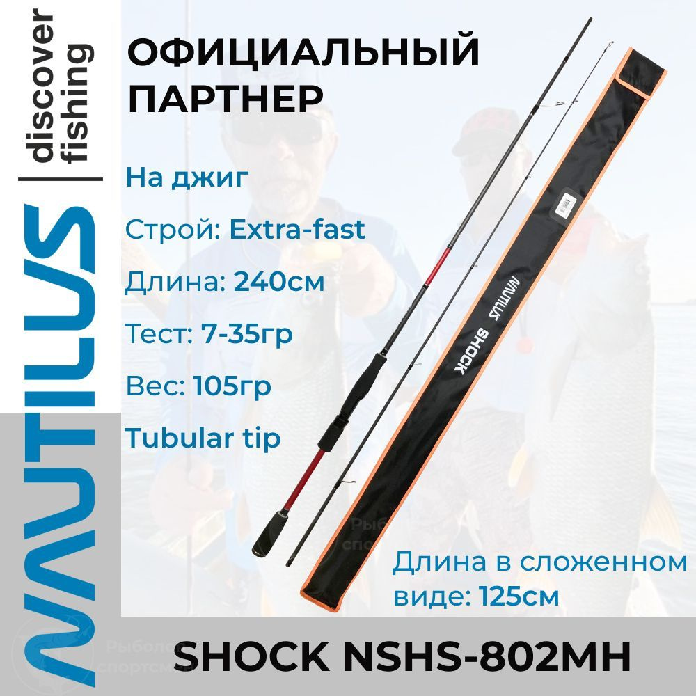 Спиннинг Nautilus Shock NSHS-802MH 240см 7-35гр #1