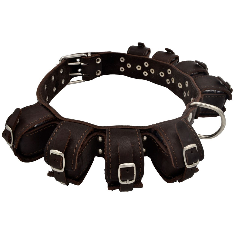 Ошейник кожаный с утяжелителями (грузами) CHOKERZ для собак на шею от 60 до 75 см. 24 грузов (4,250 кг). #1