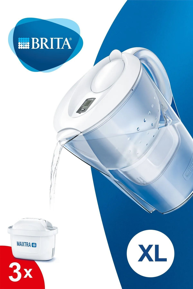 Кувшин с фильтром для воды BRITA Marella XL, 3,5 л с 3 сменным картриджем MAXTRA+ (система 3-кратной #1