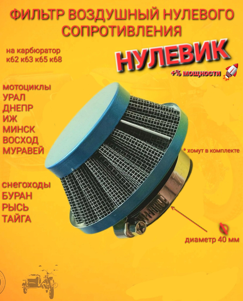 Фильтр на карбюратор нулевого сопротивления Урал Днепр Иж Минск Восход ...