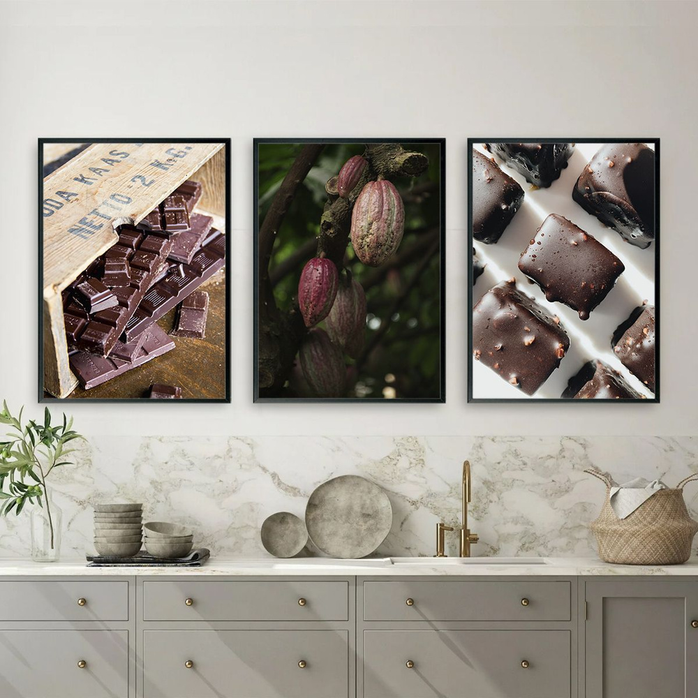 Постеры на стену "Шоколад", постеры интерьерные 50х70 см, 3 шт.  #1