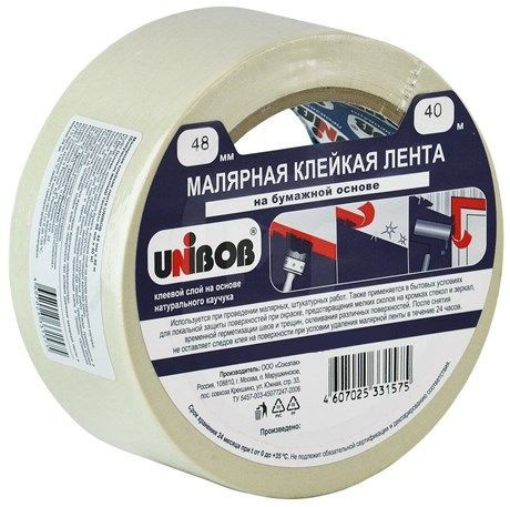 Лента клейкая Unibob малярная, 48мм x 40м #1