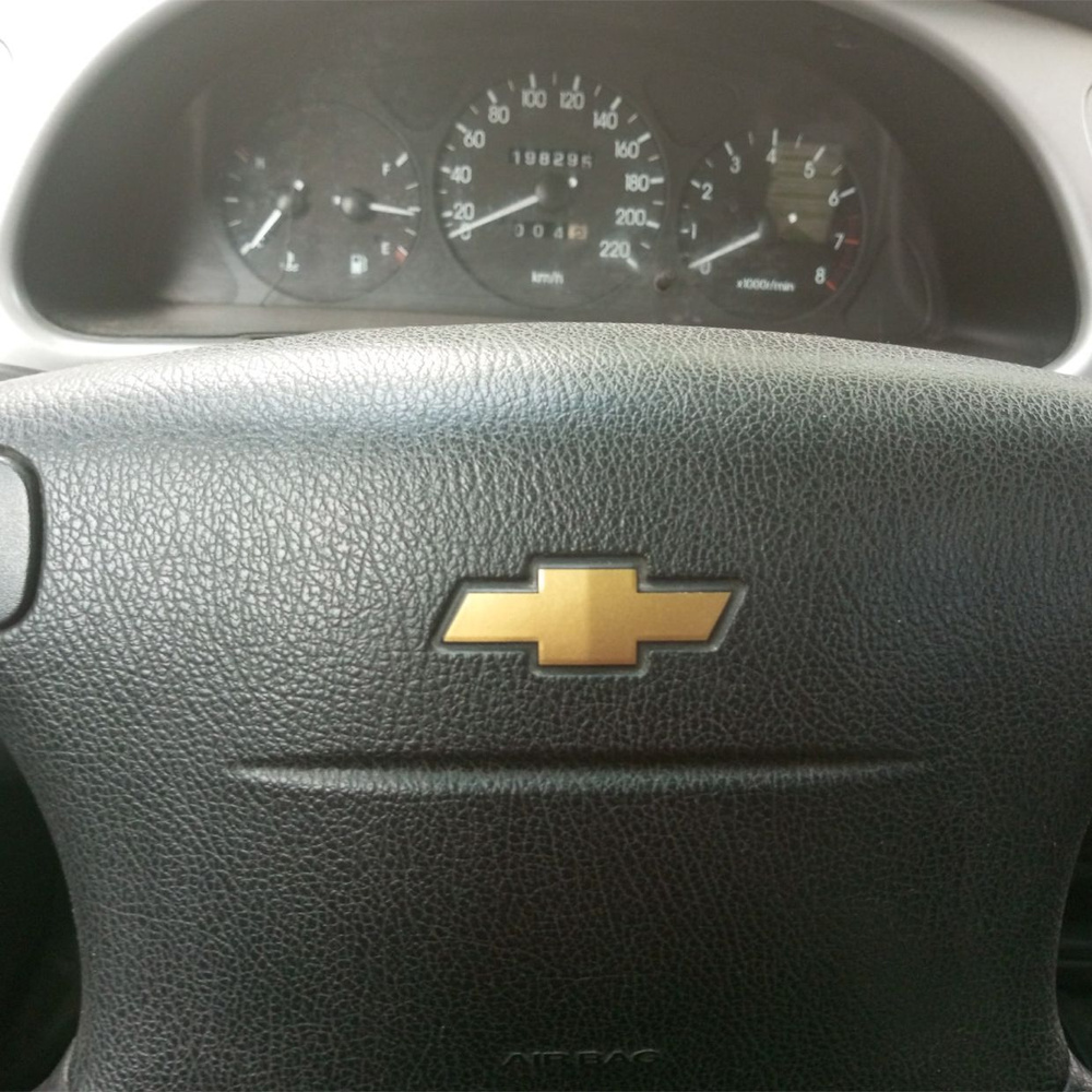 Наклейка "Эмблема на руль Chevrolet Lanos", после 2005 г, золотисто-медный  #1