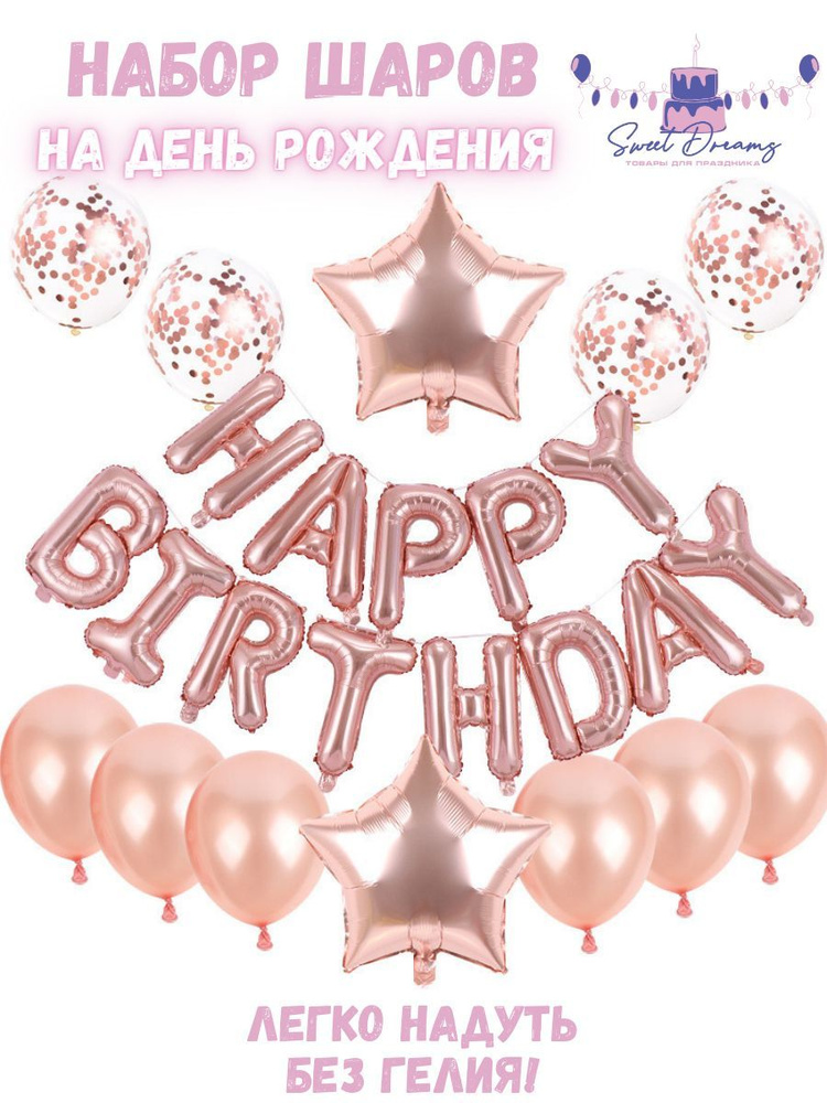 Воздушные шарики Happy Birthday для фотозоны #1