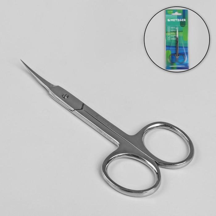 Metzger, Ножницы маникюрные, для кутикулы, загнутые, 10 см, на блистере, цвет серебристый, CS-1/7-S (CVD) #1