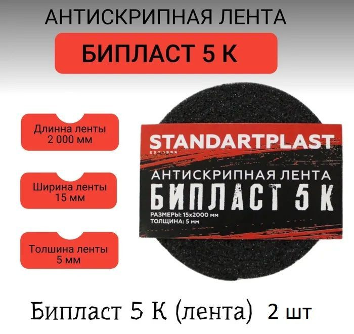 Антискрип для авто Бипласт 5 К (2 шт) (15*2000)/Шумоизоляция для автомобиля  #1