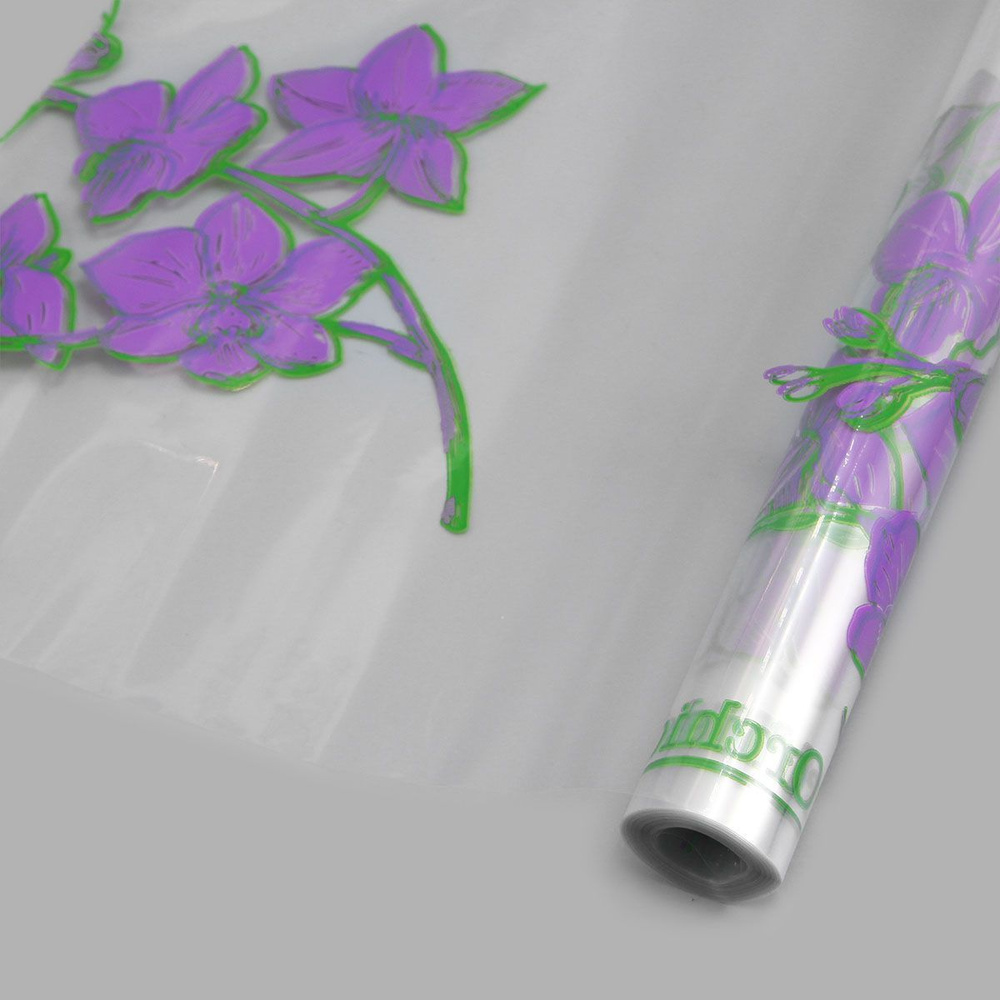 Пленка упаковочная для цветов и подарков Орхидея сиреневая, глянцевая, 70 см, 9,14 м, Айрис  #1