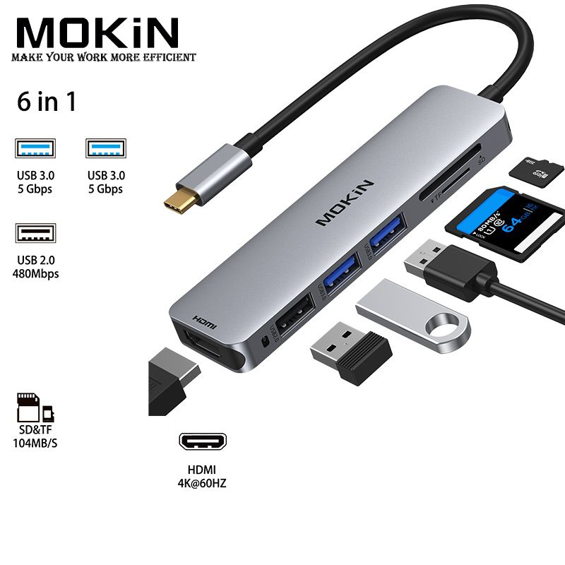Док-станция-концентратор MOKiN USB-C для Book Air/Pro, iPad M1/M2 ...