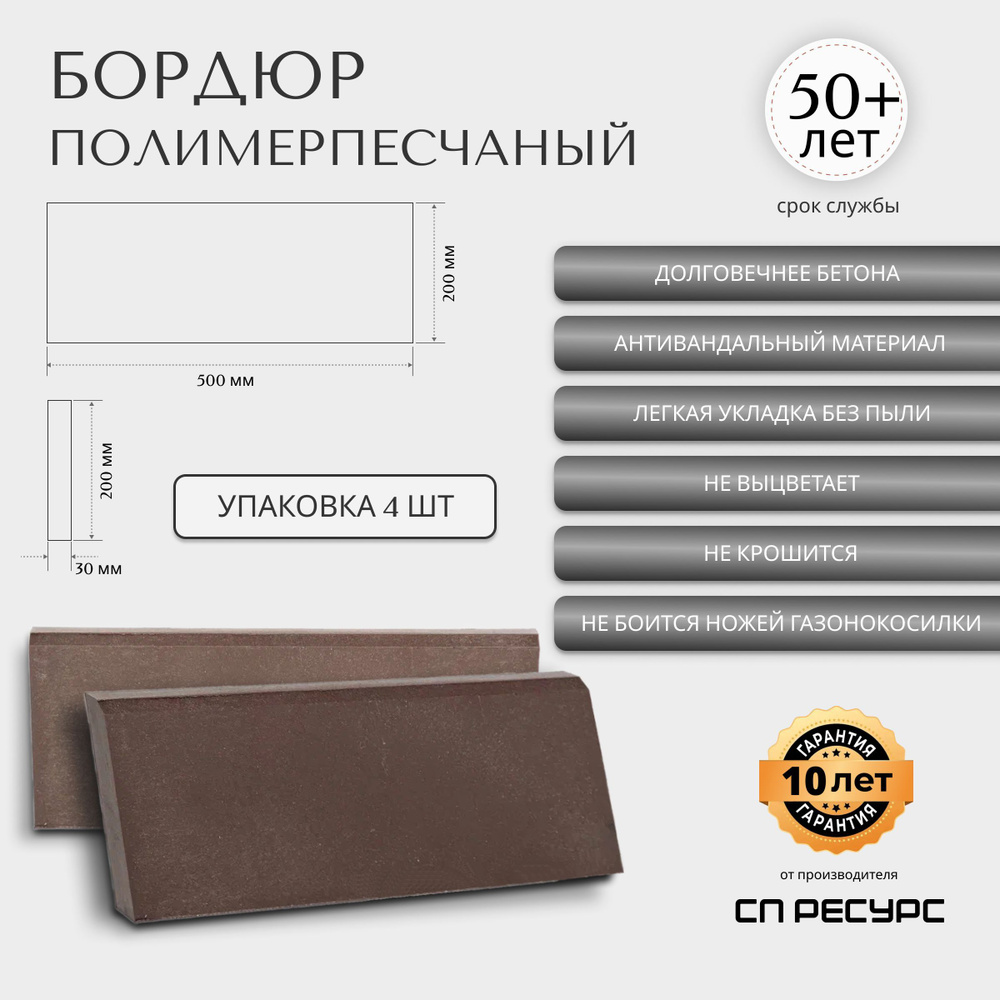 Бордюр полимерпесчаный 500*200*30 4 штуки #1