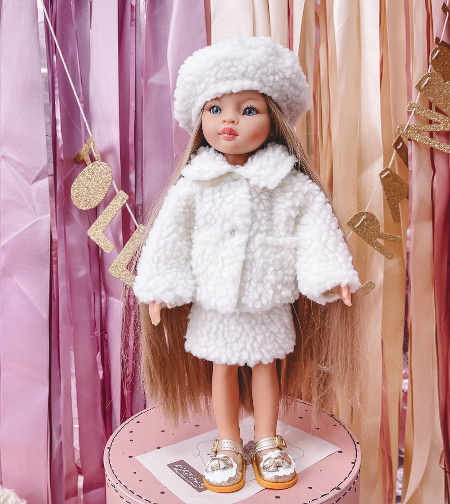 Меховая курточка + берет, одежда для испанской ванильной куклы Paola Reina 32 см (Паола Рейна)  #1