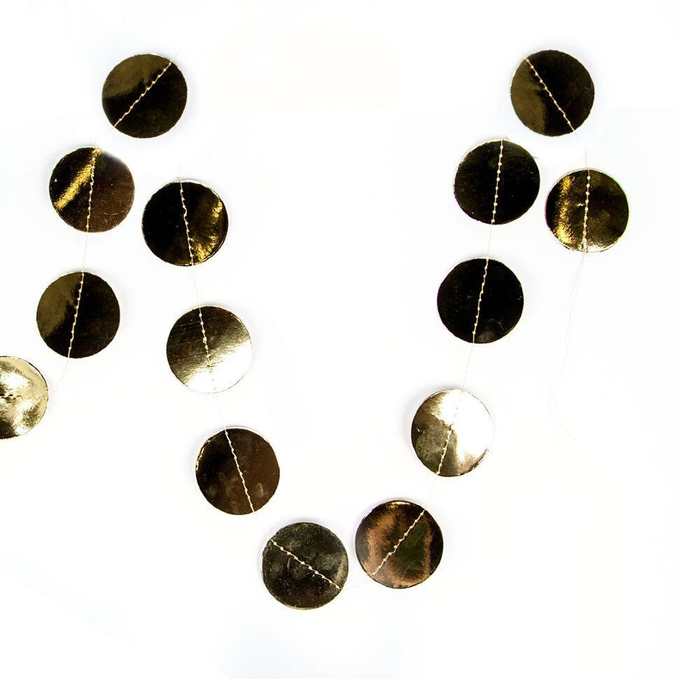 Гирлянда-подвеска Круг, Золото, Металлик, 120 см, 5 см*20 шт, 1 упак.  #1